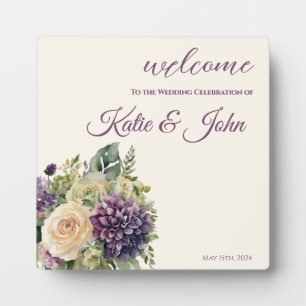 Wasserfarbe Lila Blume Bouquet-Wedding- Fotoplatte
