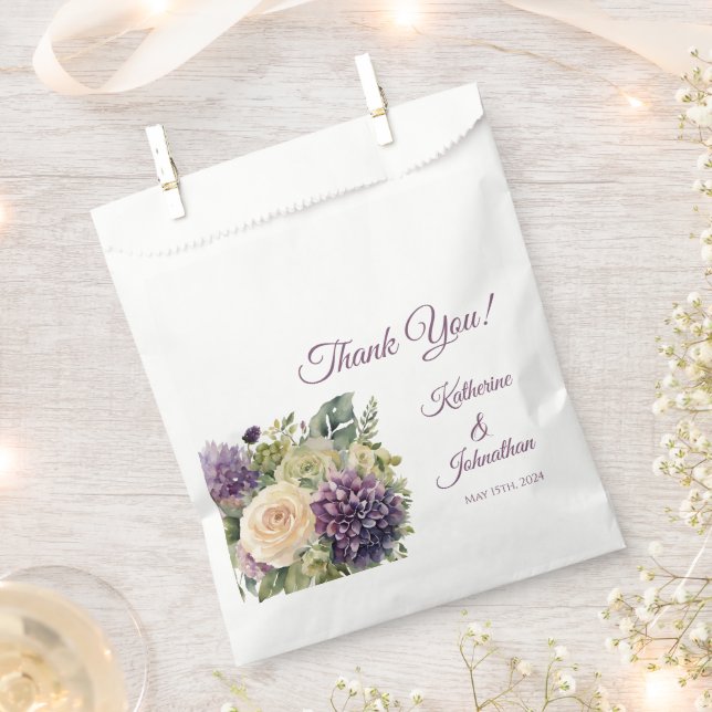 Wasserfarbe Lila Blume Bouquet-Wedding- Geschenktütchen (Ausgeschnitten)