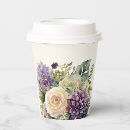 Wasserfarbe Lila Blume Bouquet-Wedding- Pappbecher