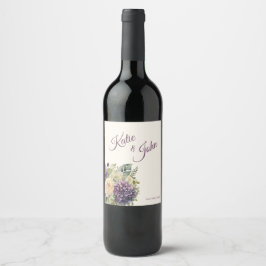 Wasserfarbe Lila Blume Bouquet-Wedding- Weinetikett