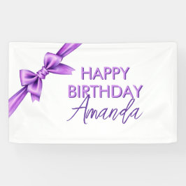 Wasserfarbe Lila Bow Coquette Sweet 16 Geburtstag Banner
