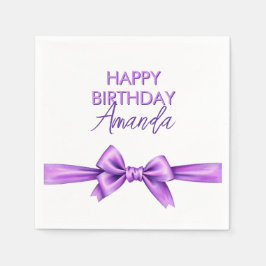 Wasserfarbe Lila Bow Coquette Sweet 16 Geburtstag Serviette