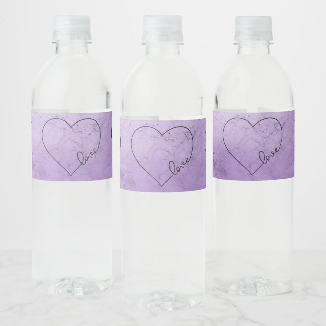 Wasserfarbe Lila Brautparty Hochzeitsherz Liebe (Flaschen)
