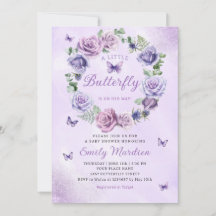 Wasserfarbe Lila Butterfly Baby Girl Babydusche