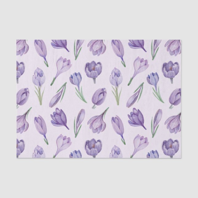 Wasserfarbe Lila Crocus Frühlingsblumen Seidenpapier (Vorderseite)