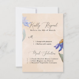 Wasserfarbe Lila Daisy Peach Rustic Wedding RSVP Karte