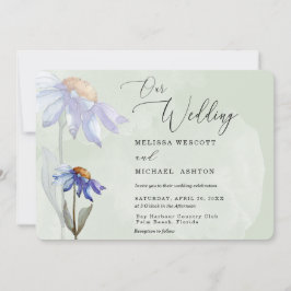 Wasserfarbe Lila Daisy Rustikale Hochzeitssage Grü Einladung