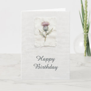 Wasserfarbe Lila Distel Schottischer Geburtstag Karte