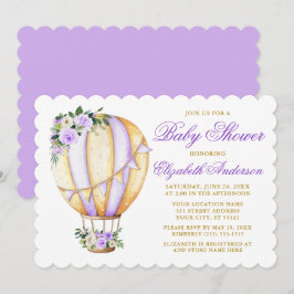 Wasserfarbe Lila Floral Baby Dusche Luftballon Einladung