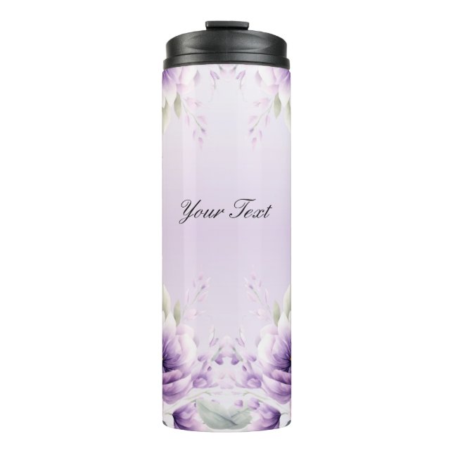 Wasserfarbe Lila floraler Wärmeleiter Thermosbecher (Vorderseite)