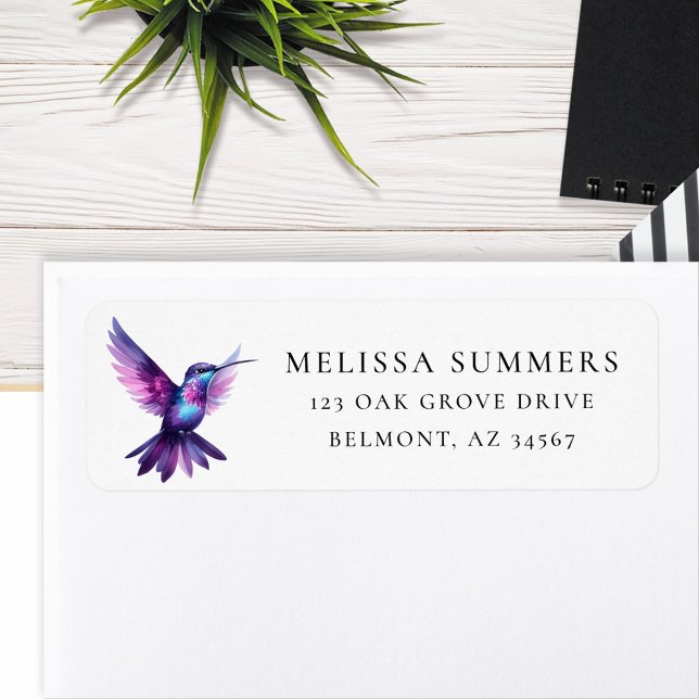 Wasserfarbe Lila Hummingbird Rücksendeadresse (Von Creator hochgeladen)