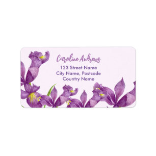Wasserfarbe Lila Iris Botanische Adresse Adressaufkleber