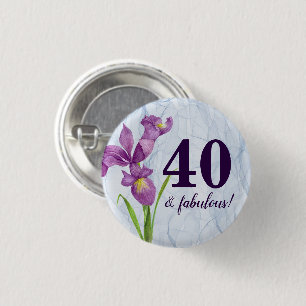 Wasserfarbe Lila Iris Botanische Organza Button