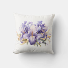 Wasserfarbe Lila Iris Bouquet Kissen