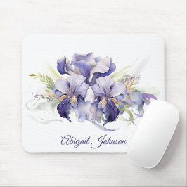 Wasserfarbe Lila Iris Bouquet Mousepad