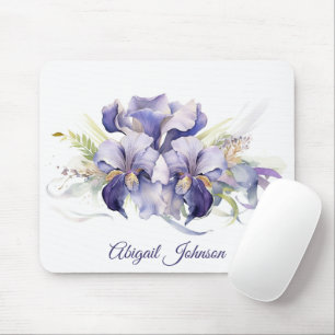 Wasserfarbe Lila Iris Bouquet Mousepad