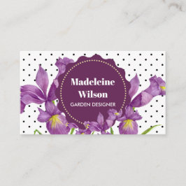 Wasserfarbe Lila Iris Schwarz-weiß Polka Dots Busi Visitenkarte