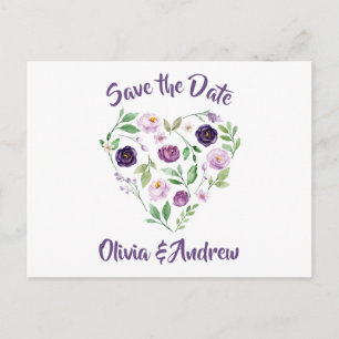 Wasserfarbe Lila & Lavendel Rose Save the Date Ankündigungspostkarte