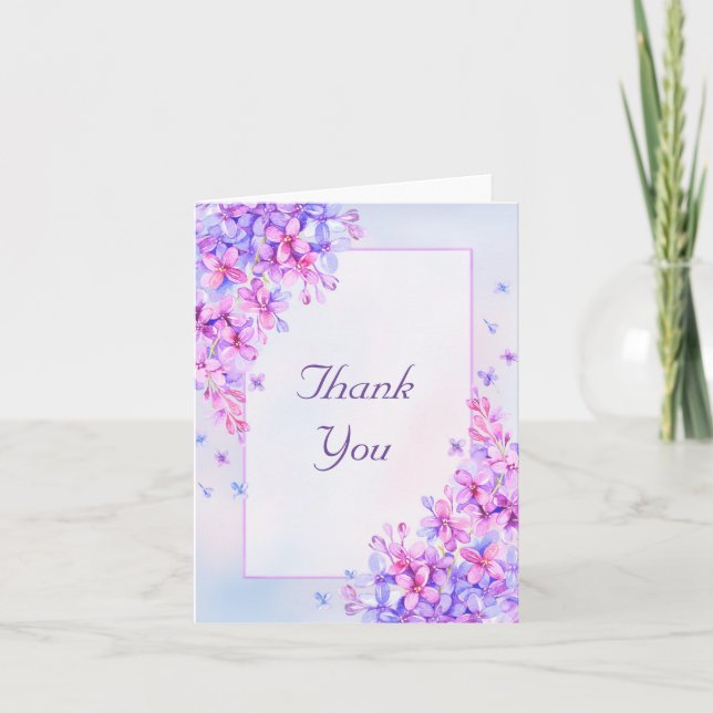 Wasserfarbe Lila Lilac Blume Danke Karte (Vorderseite)