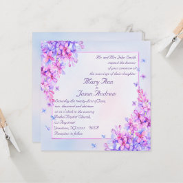Wasserfarbe Lila Lilac Blume Einladungs-Karte Einladung