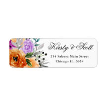 Wasserfarbe Lila Orange Schwarze Blume Hochzeit