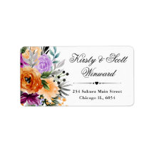 Wasserfarbe Lila Orange Schwarze Blume Hochzeit