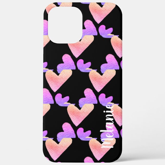 Wasserfarbe Lila Rosa  Farbe Mit Monogramm Case-Mate iPhone Hülle (Rückseite)