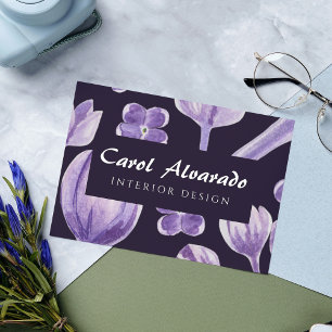 Wasserfarbe Lila Rustikale Lilac Visitenkarte