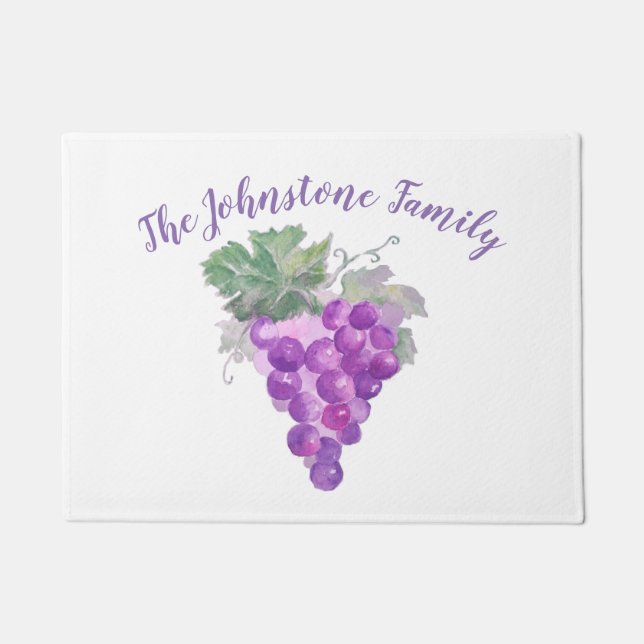 Wasserfarbe Lila Trauben Cluster Art Malerei. Fußmatte (Vorderseite)