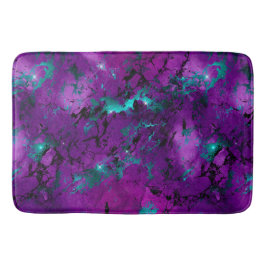 Wasserfarbe Lila und Aquamarin Marmorgalaxie Badematte
