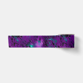 Wasserfarbe Lila und Aquamarin Marmorgalaxie Satinband