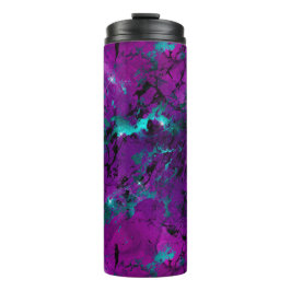 Wasserfarbe Lila und Aquamarin Marmorgalaxie Thermosbecher