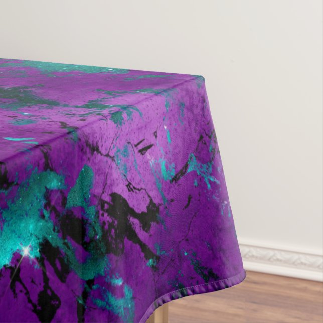 Wasserfarbe Lila und Aquamarin Marmorgalaxie Tischdecke (Beispiel)