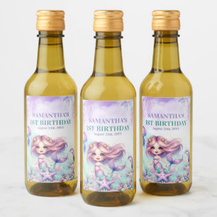 Wasserfarbe lila und aquamarin Meerjungfrau 1. Geb Weinetikett