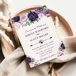 Wasserfarbe Lila und Creme Blume Hochzeit Einladung