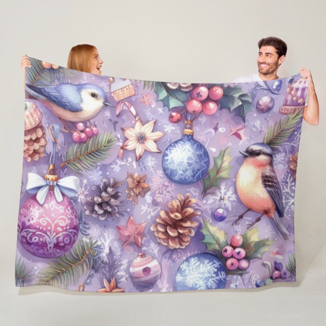 Wasserfarbe Lila Weihnachtsmotive Weihnachtsgeburt Fleecedecke (Beispiel)