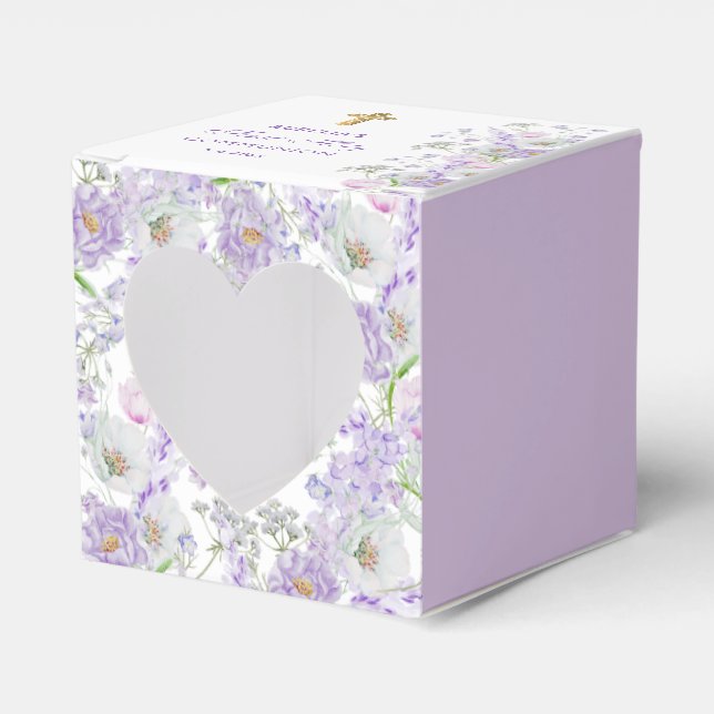 Wasserfarbe Lilac Blume Erstkommunion Herz Geschenkschachtel (Vorderseite)