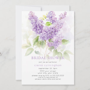 Wasserfarbe Lilac Lila florales Brautparty Einladung