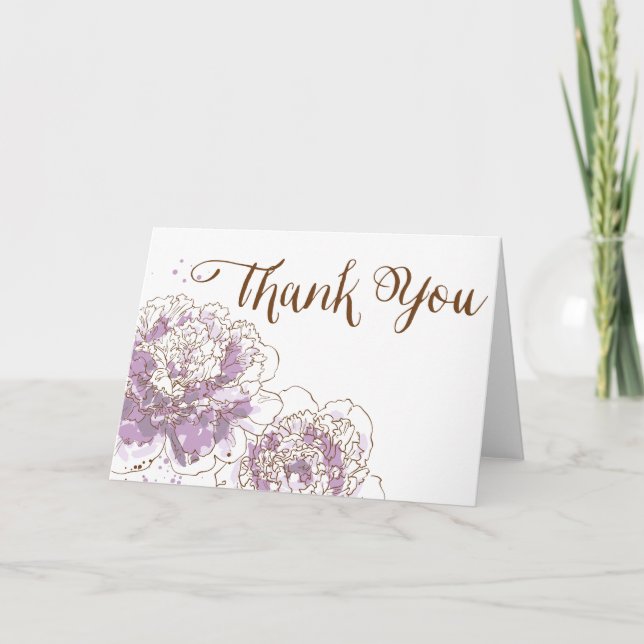 Wasserfarbe Lilac Peonies Danke Karte (Vorderseite)