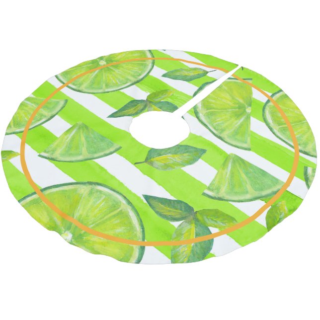 Wasserfarbe Limon gestrichen & Neon Orange Polyester Weihnachtsbaumdecke (Schrägansicht)