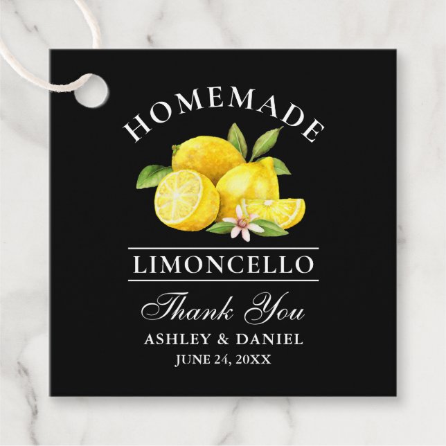 Wasserfarbe Limoncello Dank Black Square Geschenkanhänger (Vorderseite)