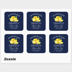 Wasserfarbe Limoncello Danke Blue Quadratischer Aufkleber