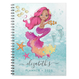 Wasserfarbe Little Mermaid Spiral Foto Planner Notizblock