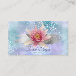 Wasserfarbe Lotus Brush Stroke Diamonds Holografis Visitenkarte