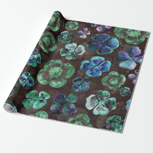 Wasserfarbe Lucky Grüne Klee Geschenkpapier