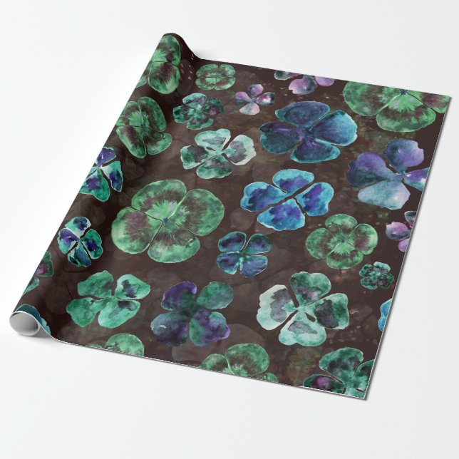 Wasserfarbe Lucky Grüne Klee Geschenkpapier (Ungerollt)