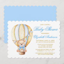 Wasserfarbe Luftballon Teddy Bear Blue Baby Dusche
