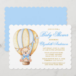 Wasserfarbe Luftballon Teddy Bear Blue Baby Dusche Einladung