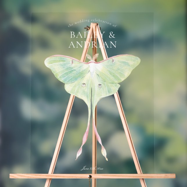Wasserfarbe Luna Moth Wedding Acrylschild (Neutral)