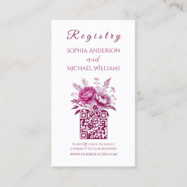 Wasserfarbe Magenta Peony - Registry-Honeymoon Visitenkarte